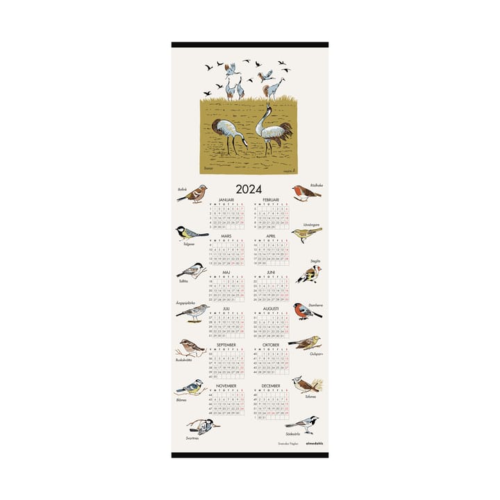 Svenske fugler kalender 2024 - 35 x 90 cm - Almedahls