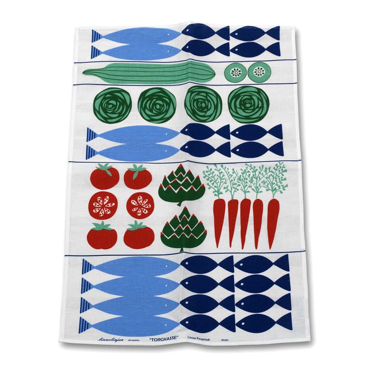Torgkasse kjøkkenhåndkle - rød/blå/grønn - Almedahls