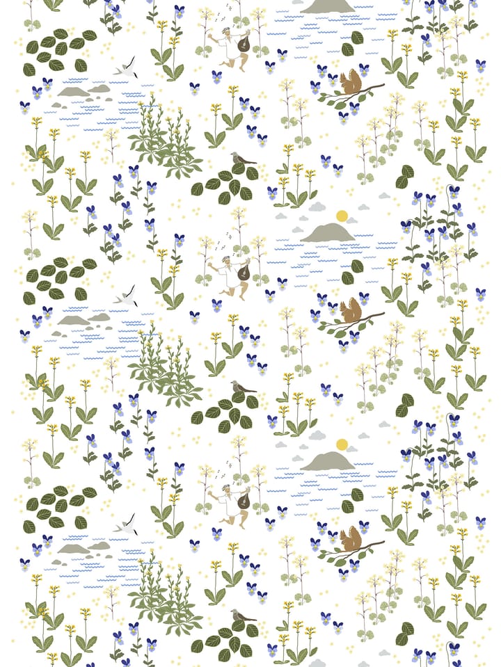 Rönnerdahl stoff - Off-white-gr�ønn - Arvidssons Textil