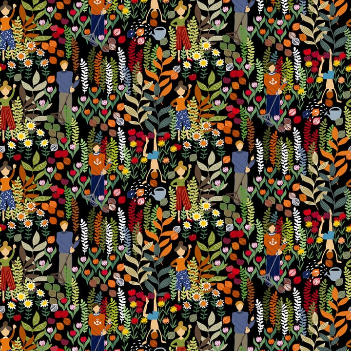 Trädgård stoff - Svart-multi - Arvidssons Textil