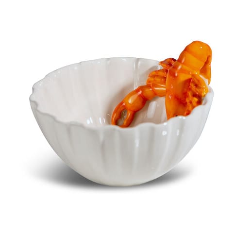 Lobsti skål Ø 14 cm - Hvit-oransje - Byon
