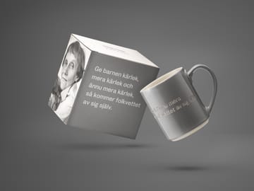 Astrid Lindgren kopp, ge barnen kärleik - grå-svensk - Design House Stockholm
