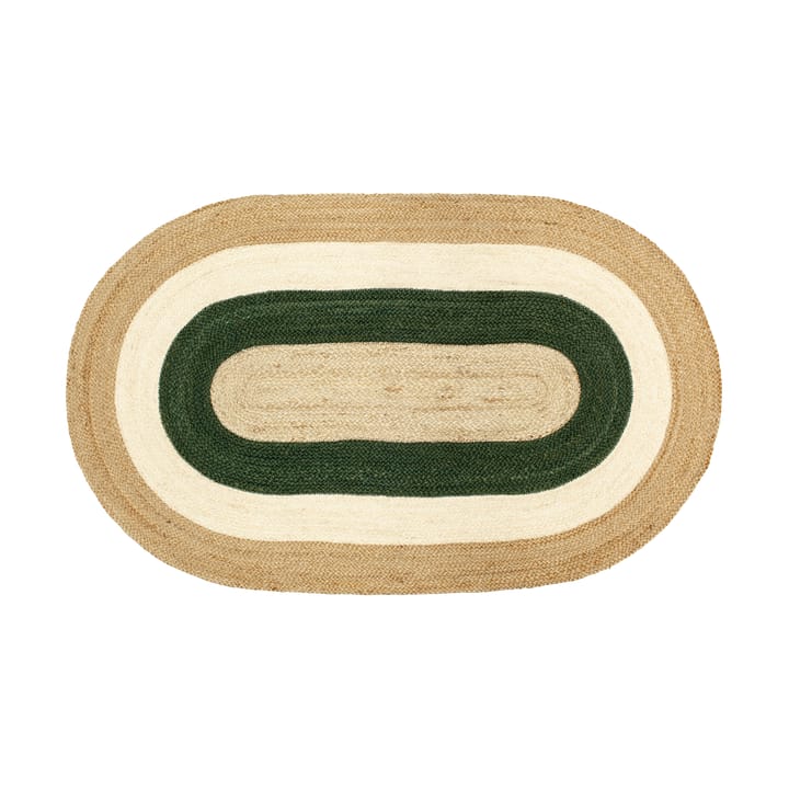 Elin striped oval juteteppe 92 x 150 cm - Green - Dixie