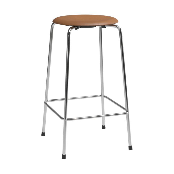 High Dot counter stool 4 ben - Wild walnut lær-krom - Fritz Hansen