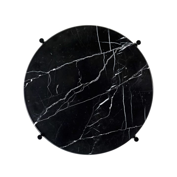 TS bord svarte bein Ø 40 cm - svart marmor - GUBI