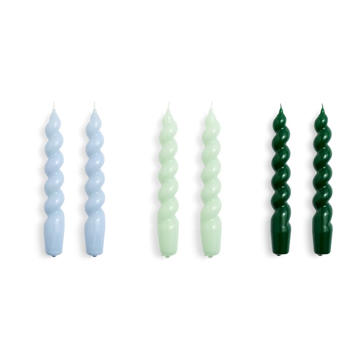 Candle Spiral lys 6-stk. - Light blue-mint-green - HAY
