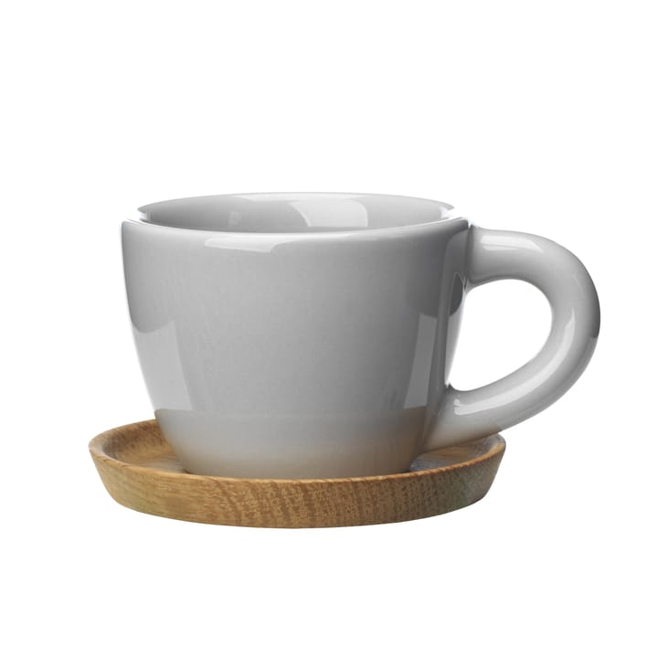 Höganäs espressokrus med fat - grå blank - Höganäs Keramik