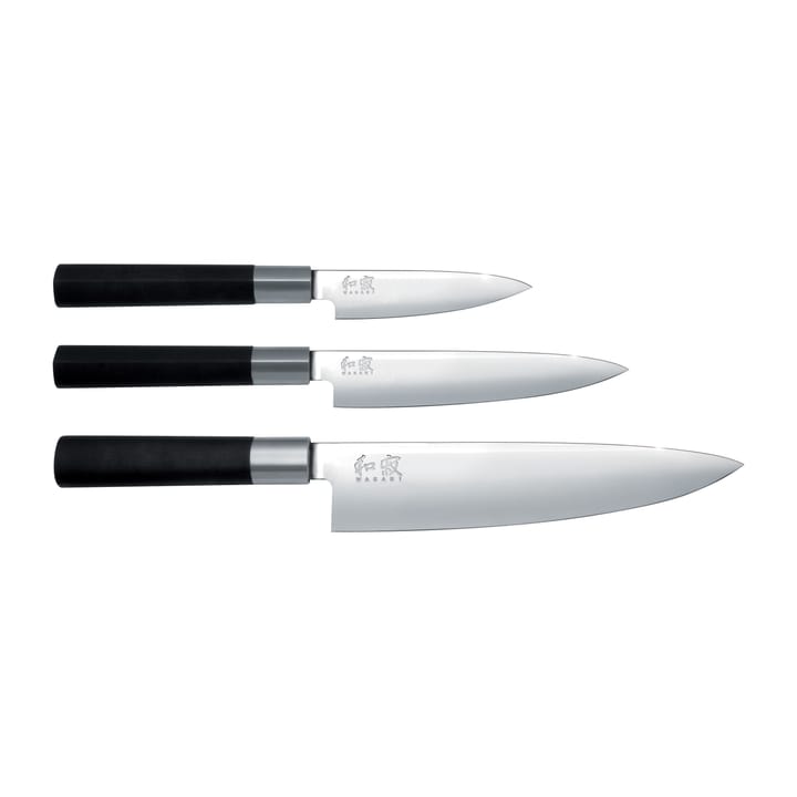 Kai Wasabi Black kokkeniv og 2 universalkniver sett - 3 deler - KAI