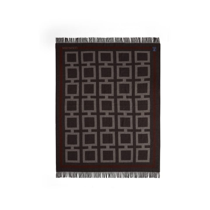 Graphic Recycled Wool pledd 130 x 170 cm - Dark gray-white-brown - Lexington