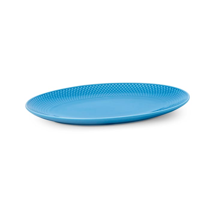Rhombe ovalt serveringsfat 21,5 x 28,5 cm - Blå - Lyngby Porcelæn