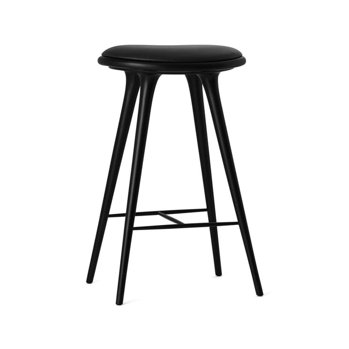 High stool barkrakk høy 74 cm - skinn svart, stativ i svartbeiset bøk - Mater