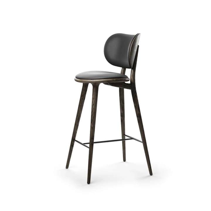 Mater High Stool Backrest barstol høy - skinn svart, sirka grey eikestativ - Mater