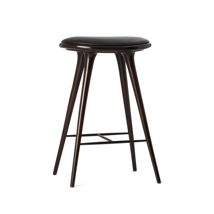 Mater high stool barkrakk lav 69 cm - skinn, svart, brunbeiset bøkestativ - Mater
