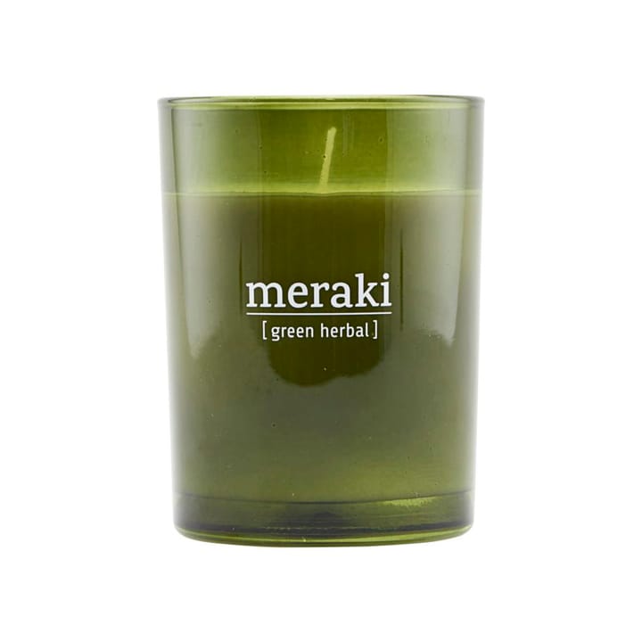 Meraki duftlys grønt glass 35 timer - Green herbal - Meraki