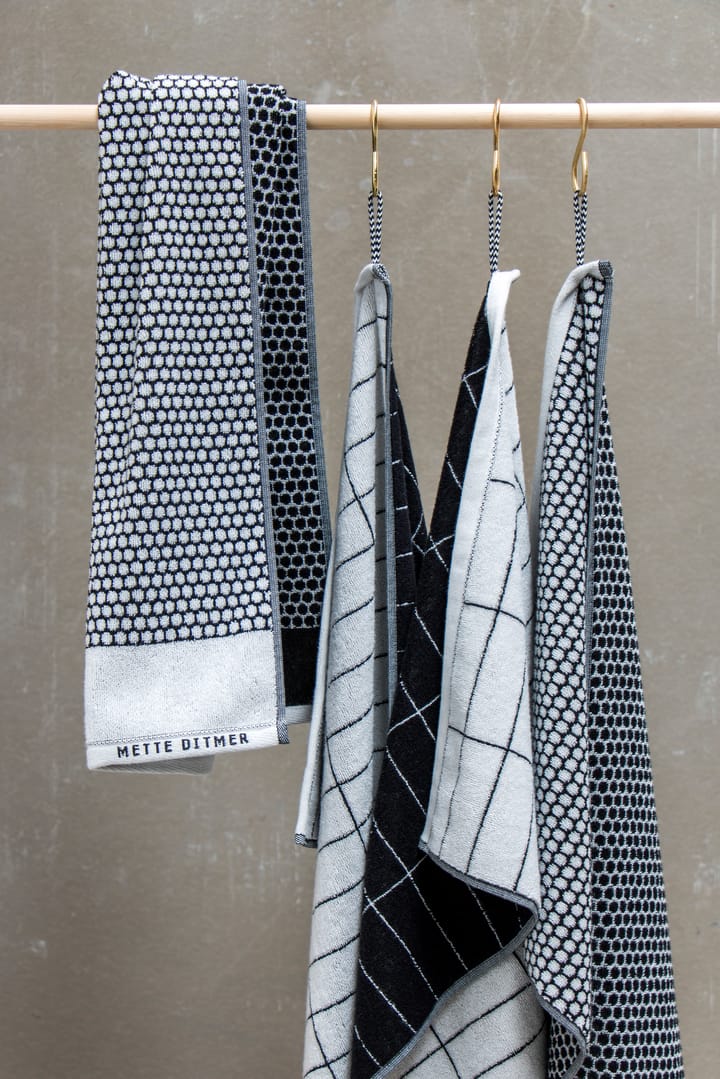 Grid gjestehåndkle 38 x 60 cm 2-pakning - Sort-offwhite - Mette Ditmer