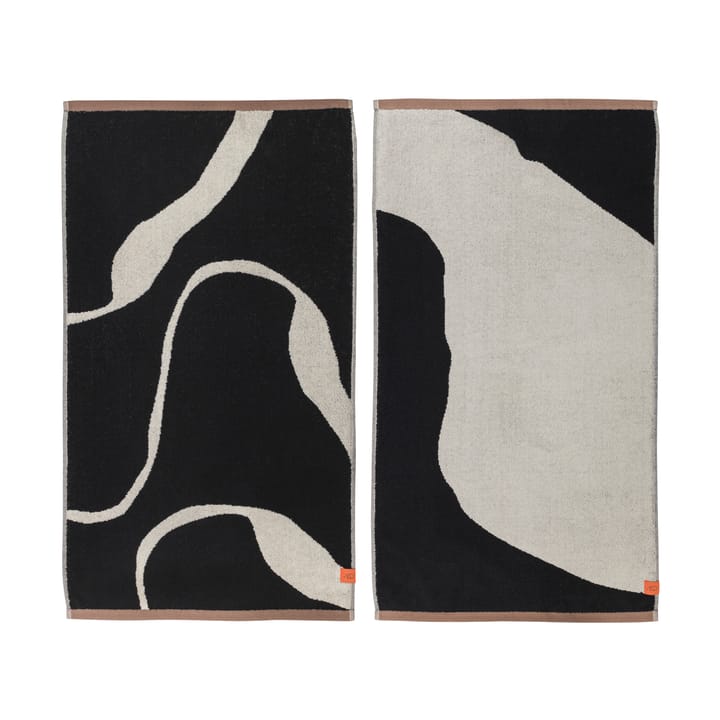 Nova Arte gjestehåndkle 40 x 55 cm 2-pakning - Black-offwhite - Mette Ditmer