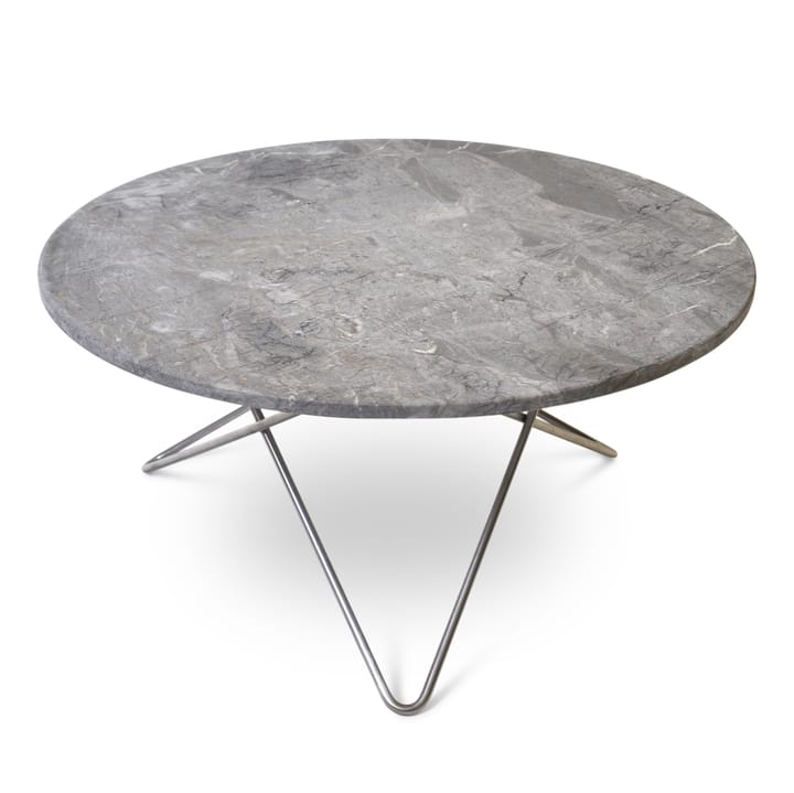 O sofabord Ø80 H40, rustfritt understell - grå marmor - OX Denmarq