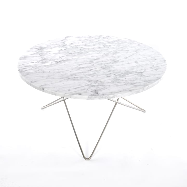 O sofabord Ø80 H40, rustfritt understell - hvit marmor - OX Denmarq