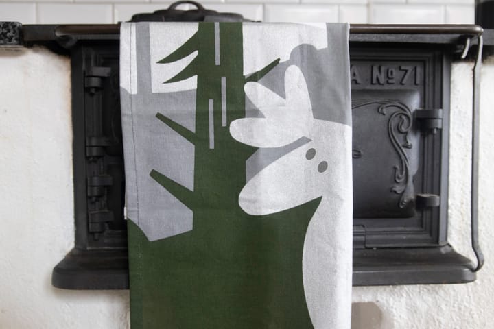 Elg kjøkkenhåndkle 50x70 cm - Grønn-sølv-hvit - Pluto Design