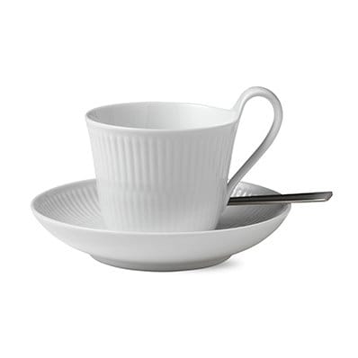 White Fluted kopp med skål - 25 cl med hank - Royal Copenhagen