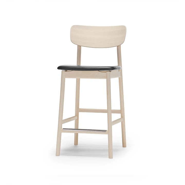 Prima Vista barstol - Skinn elmo sort, lys mattlakkert bjørkestativ - Stolab